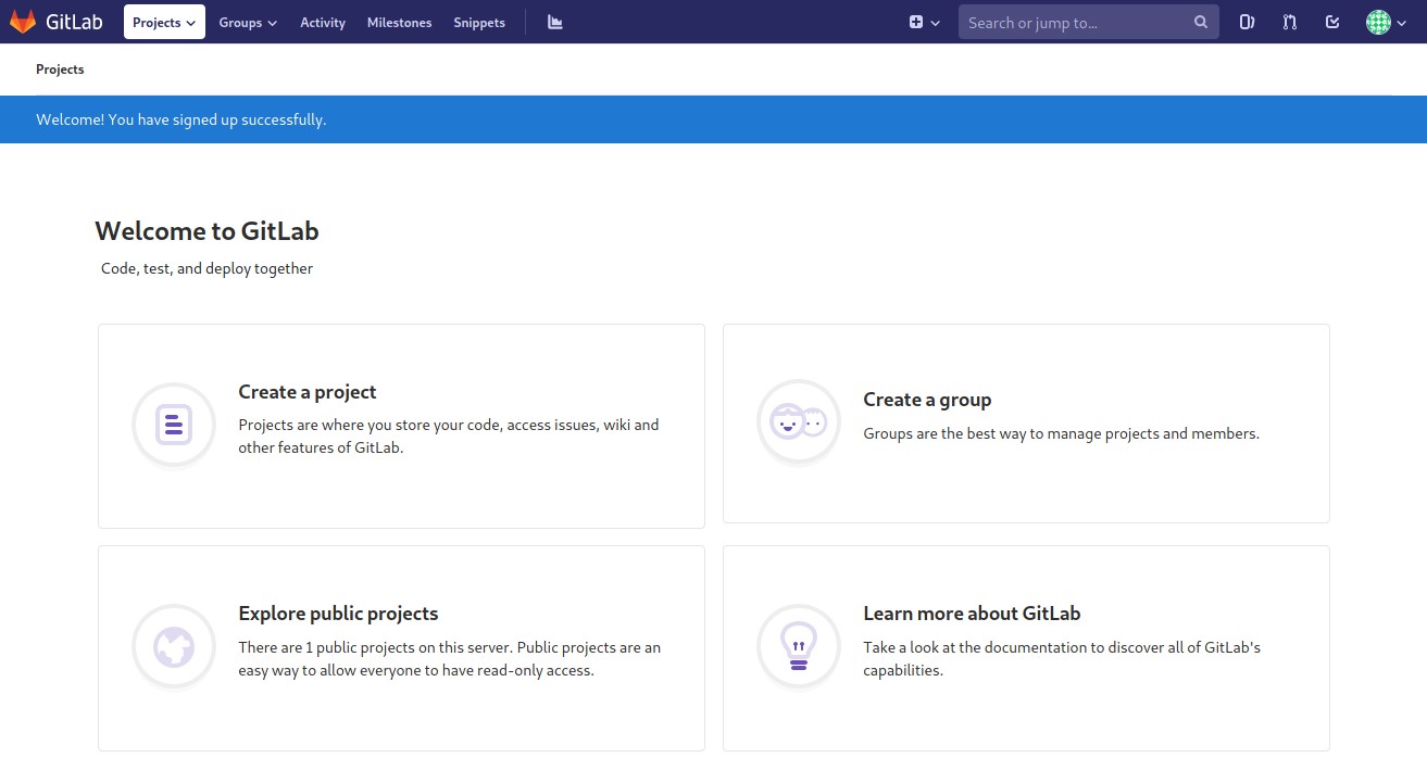 Gitlab Welcome Page
